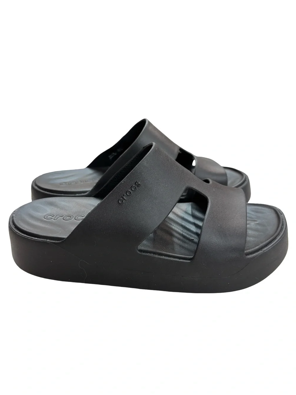 CROCS Women’s Black Platform Slides Sz 8